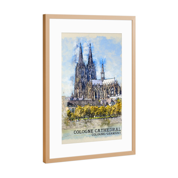 Poster mit Rahmen Kupfer "Kölner Dom Sketch" artboxONE - Städte,Städte / Köln,Architektur