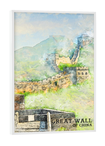 Poster mit weißem Rahmen "Chinesische Mauer Sketch" artboxONE - Natur,Architektur