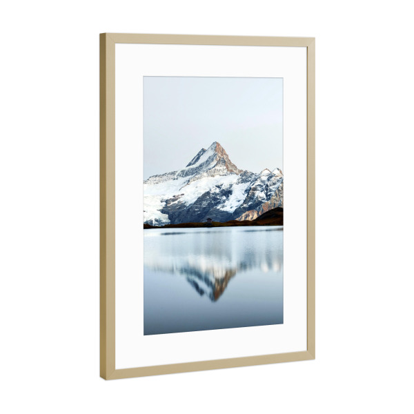 Poster mit Rahmen Gold "Schreckhorn mit dem Bachalpsee" artboxONE - Natur,Reise