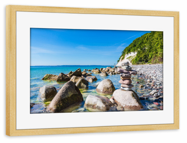 Poster mit Rahmen kiefer "Steine im Wasser" artboxONE - Natur,Reise,Reise / Strand und Meer