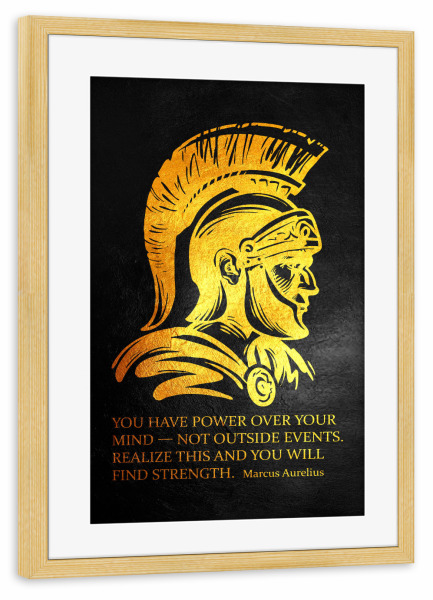 Poster mit Rahmen kiefer "Marcus Aurelius Motivational Quote" artboxONE - Typografie,Menschen,Buchstaben,Männer