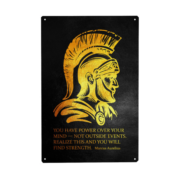 Metall Poster "Marcus Aurelius Motivational Quote" artboxONE - Typografie,Menschen,Buchstaben,Männer