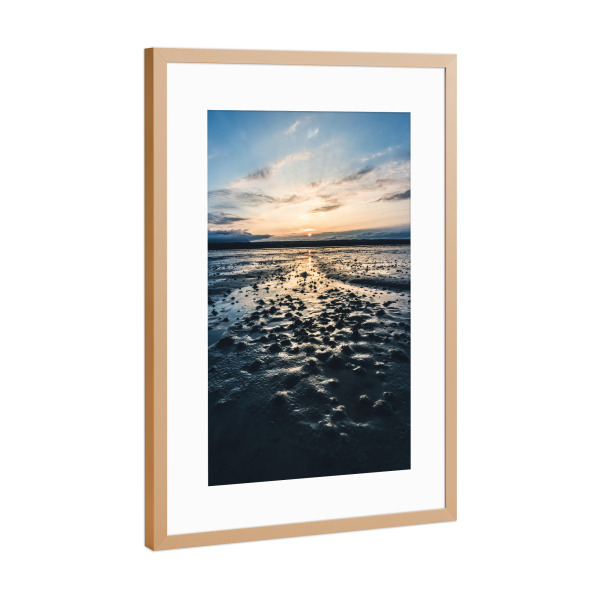 Poster mit Rahmen Kupfer "Sonnenuntergang am Watt" artboxONE - Natur,Reise / Strand und Meer