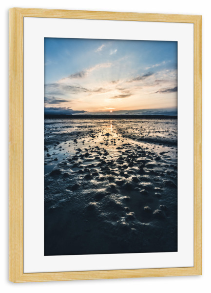 Poster mit Rahmen kiefer "Sonnenuntergang am Watt" artboxONE - Natur,Reise / Strand und Meer