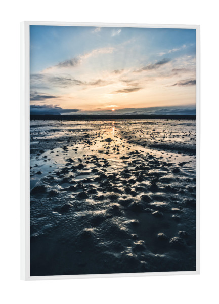 Poster mit weißem Rahmen "Sonnenuntergang am Watt" artboxONE - Natur,Reise / Strand und Meer