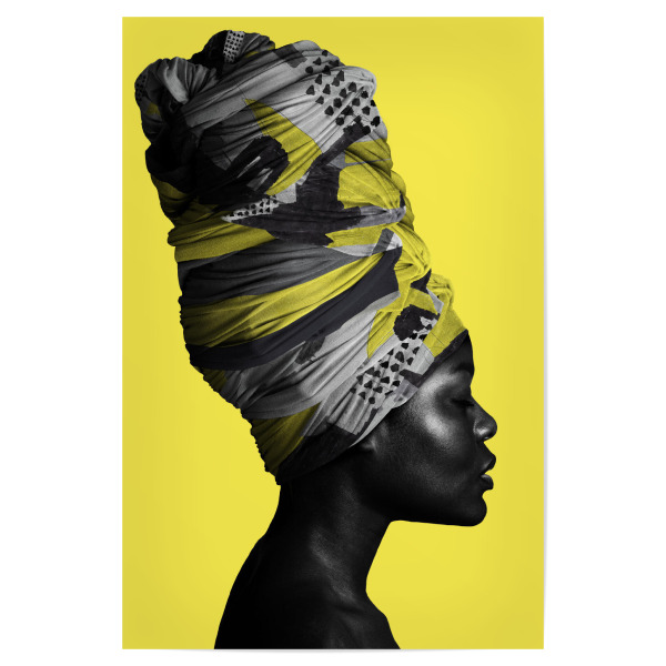 Poster 30x20 cm "Woman Turban yellow" artboxONE - Menschen - People,Face,Woman,Pantone 2021,Female,Frau,Africa,Afrika