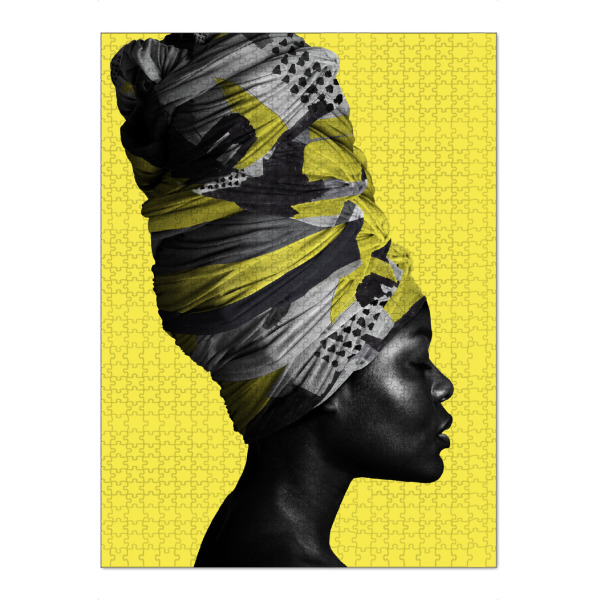 Puzzle Ravensburger "Woman Turban yellow" artboxONE - Menschen - People,Face,Woman,Pantone 2021,Female,Frau,Africa,Afrika - Bild people