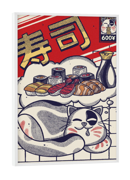 Poster mit weißem Rahmen "Dreaming About Sushi" artboxONE - Tiere,Essen & Trinken,Reise / Asien,Städte / Tokio