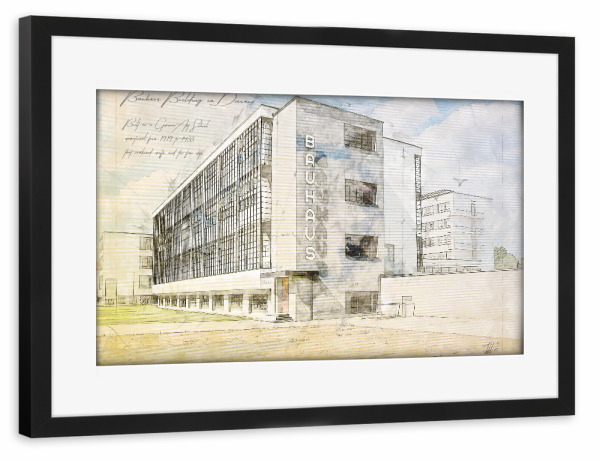 Poster mit Rahmen schwarz "Bauhaus" artboxONE - Städte,Architektur