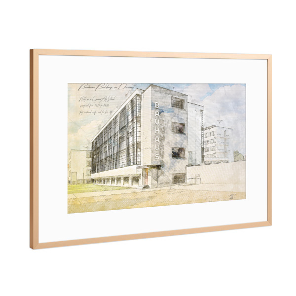 Poster mit Rahmen Kupfer "Bauhaus" artboxONE - Städte,Architektur