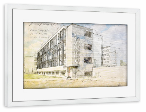 Poster mit Rahmen weiß "Bauhaus" artboxONE - Städte,Architektur