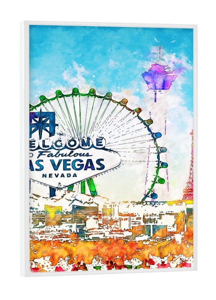 Poster mit weißem Rahmen "Las Vegas Collage in bunt" artboxONE - Städte,Architektur,Städte / Las Vegas