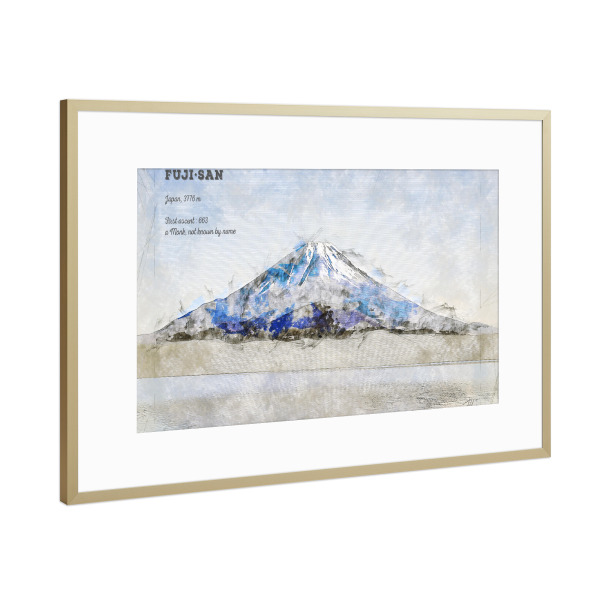 Poster mit Rahmen Gold "Fuji Mountain" artboxONE - Natur,Reise / Asien