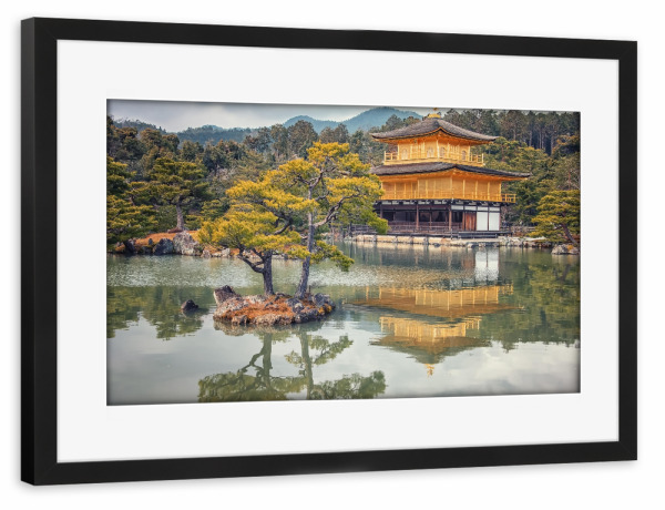 Poster mit Rahmen schwarz "Kinkaku-ji" artboxONE - Städte,Reise,Architektur,Reise / Asien,Reise / Länder