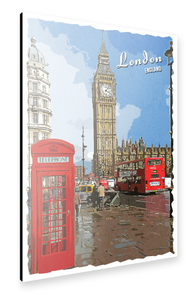 Alu-Dibond "London Vintage Big Ben" 30x20 cm artboxONE