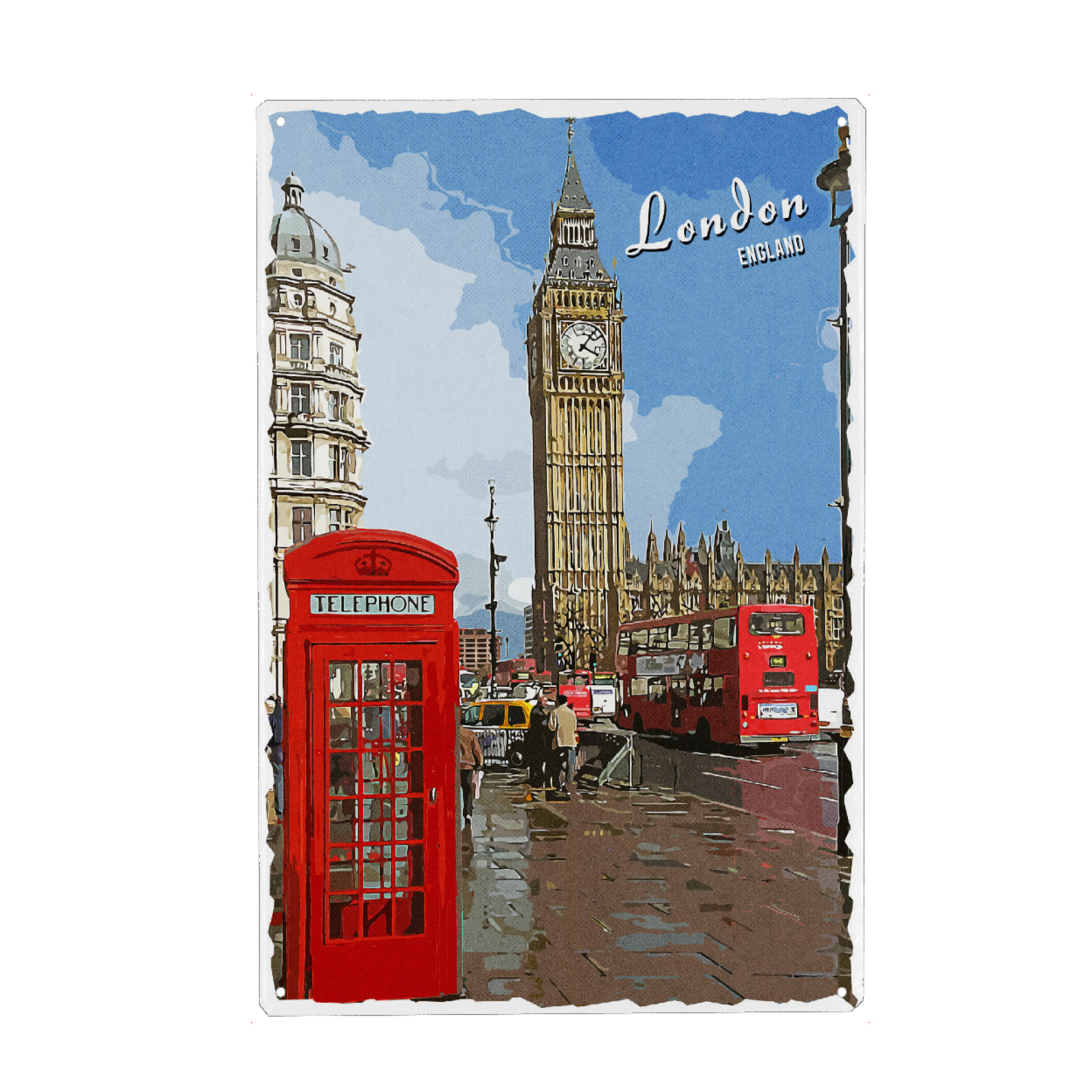Metall Poster "London Vintage Big Ben" artboxONE - Städte / London,Architektur