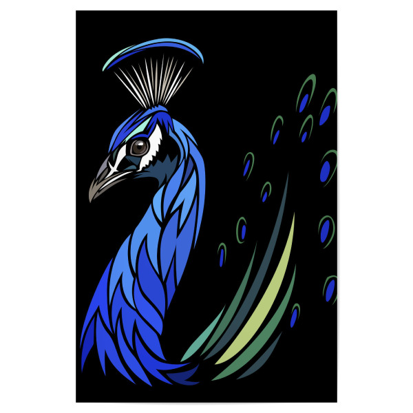 Poster 30x20 cm "Tribal Peacock" artboxONE - Tiere - Peacock,Tribal,Tropical,Portrait,Comic,Vogel,Bird,Pfau,Tier,Animal