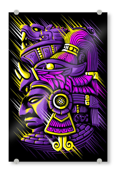 Acrylglasbild "Retro mayan statue" artboxONE - Comic - Statue,Mayan,American,Retro,Aztec,Comci,Figut,Azteken
