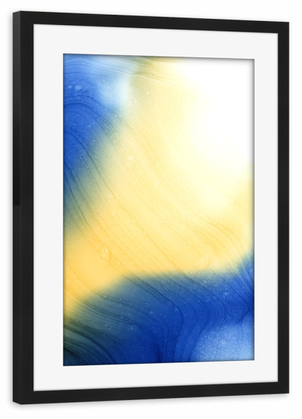 Poster mit Rahmen schwarz "Gelb N Blau Wellen" artboxONE - Abstrakt