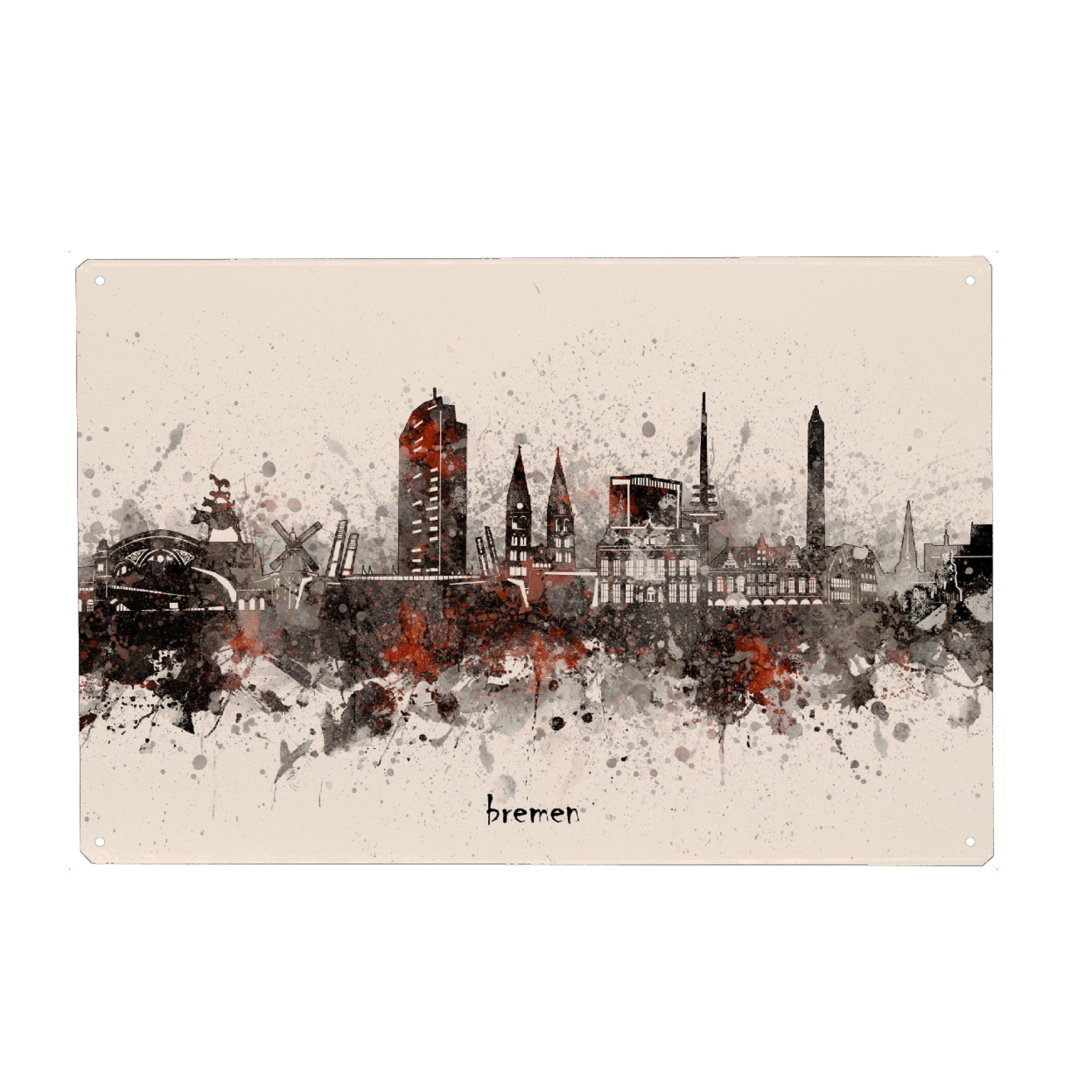 Holzbild "Bremen skyline artistic beige" artboxONE - Städte,Reise,Architektur