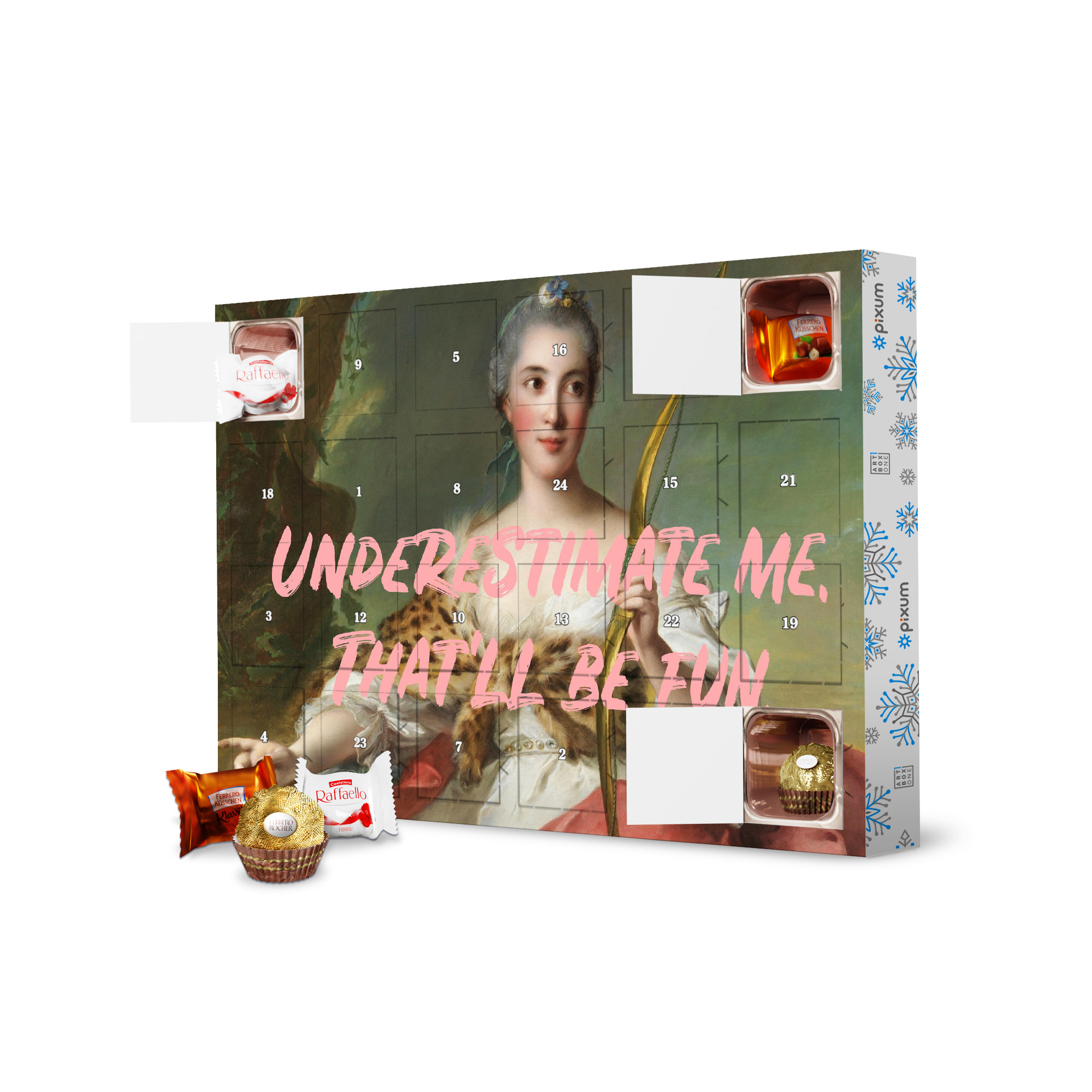 Adventskalender mit Ferrero Pralinen Underestimate Me artboxONE Adventskalender Menschen