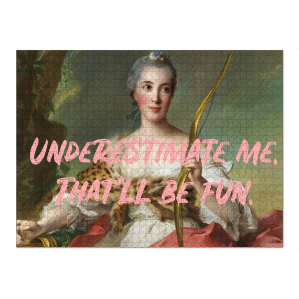 Puzzle Ravensburger "Underestimate Me" artboxONE - Menschen - Feminist,Art,Altered art,Girl,Typo,Typografie,Typography,Spruch,Frau,Female,Woman