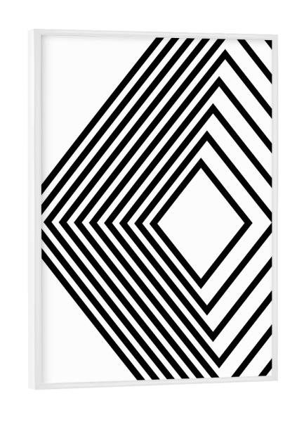 Poster mit weißem Rahmen "Geometry Line ART - white black" artboxONE - Abstrakt,Schwarzweiß,Geometrie