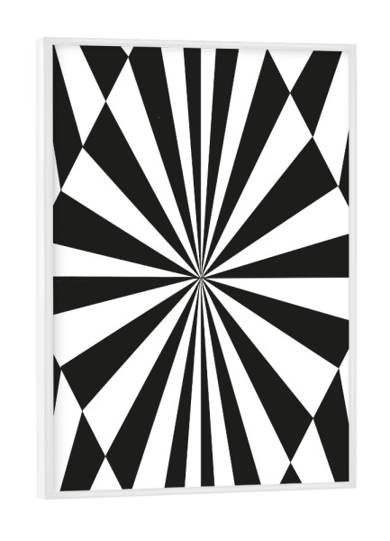 Poster mit weißem Rahmen "OP ART rhombus in focus" artboxONE - Abstrakt,Schwarzweiß,Geometrie