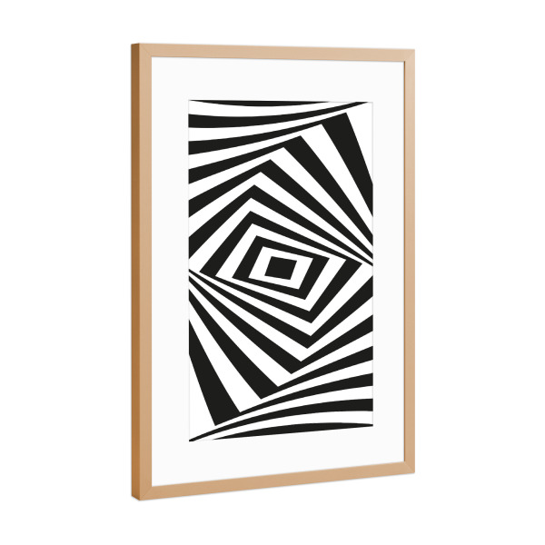 Poster mit Rahmen Kupfer "OP ART twisted" artboxONE - Abstrakt,Schwarzweiß,Geometrie