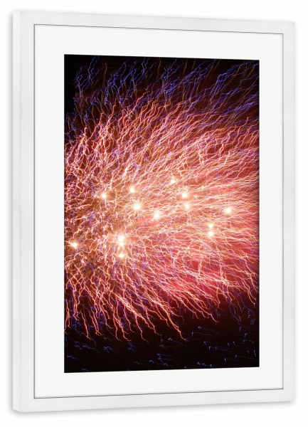 Poster mit Rahmen weiß "Gedankenblitz" artboxONE - Abstrakt - Feuerwerk,Blitz,Mint,Feuer,Licht,Flashlight,Firework,Flash,Lights,Lichter