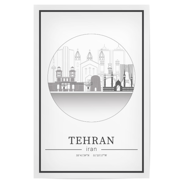 Poster 30x20 cm "Tehran skyline line art circle" artboxONE - Städte,Reise,Architektur,Kartografie