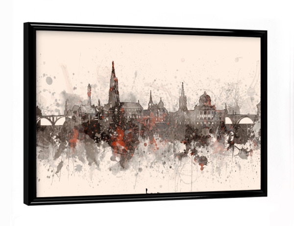 Poster mit schwarzem Rahmen "Bern skyline artistic beige" artboxONE - Städte,Architektur