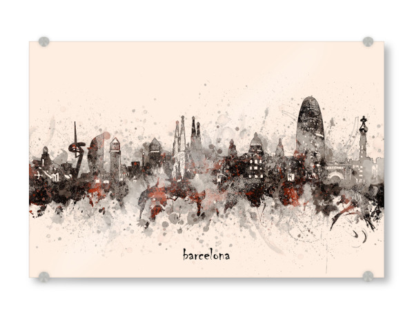 Acrylglasbild "Barcelona skyline artistic beige" artboxONE - Städte,Architektur,Städte / Barcelona