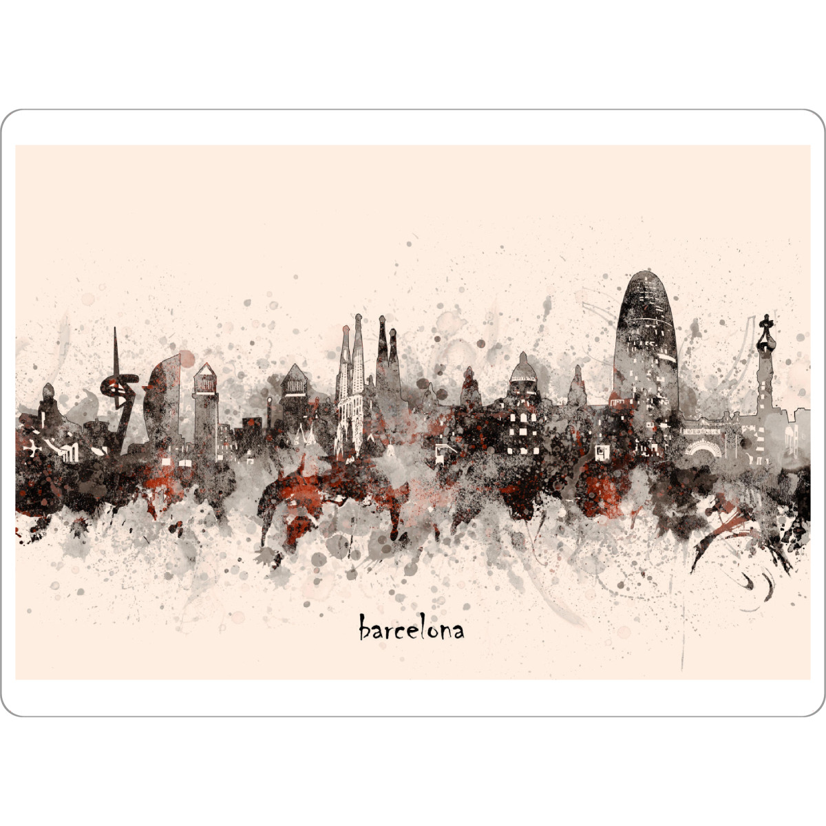 Tischset "Barcelona skyline artistic beige" artboxONE - Städte,Architektur,Städte / Barcelona