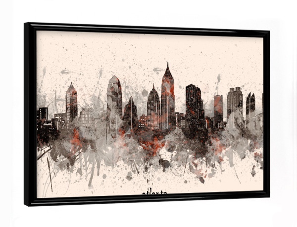 Poster mit schwarzem Rahmen "Atlanta skyline artistic beige" artboxONE - Städte,Reise,Architektur