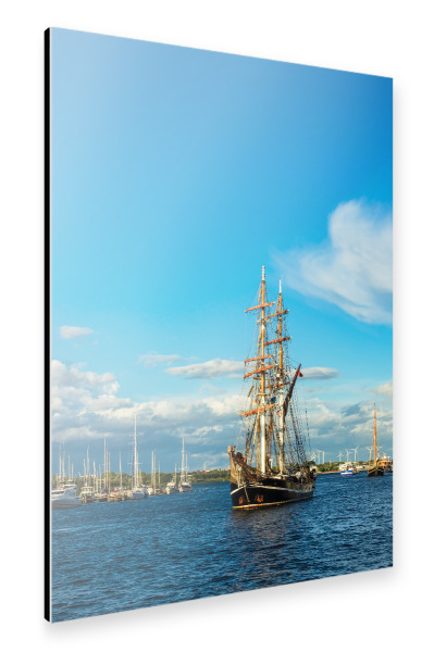 Alu-Dibond "Segelschiffe in Rostock" 30x20 cm artboxONE