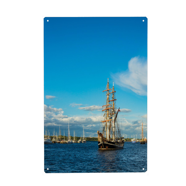 Metall Poster "Segelschiffe in Rostock" artboxONE - Reise,Städte / Weitere