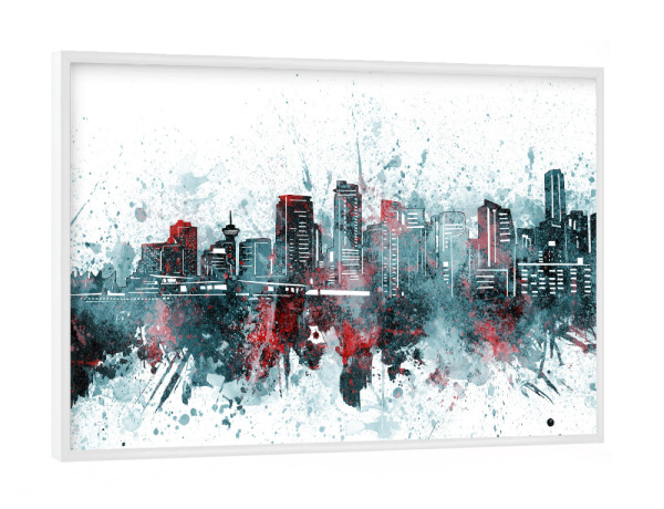 Poster mit weißem Rahmen "Vancouver skyline artistic grey" artboxONE - Städte,Reise,Architektur