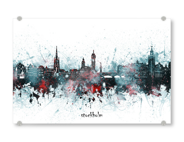 Acrylglasbild "Stockholm skyline artistic grey" artboxONE - Städte,Reise,Architektur,Städte / Stockholm