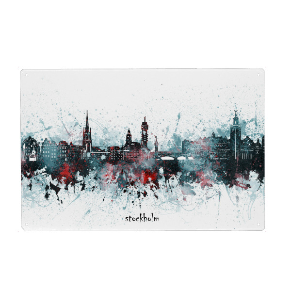 Metall Poster "Stockholm skyline artistic grey" artboxONE - Städte,Reise,Architektur,Städte / Stockholm