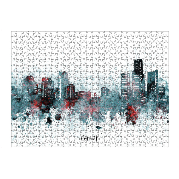 Puzzle Ravensburger "Detroit skyline artistic grey" artboxONE - Städte,Reise,Architektur