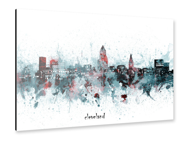 Alu-Dibond "Cleveland skyline artistic grey" 30x20 cm artboxONE
