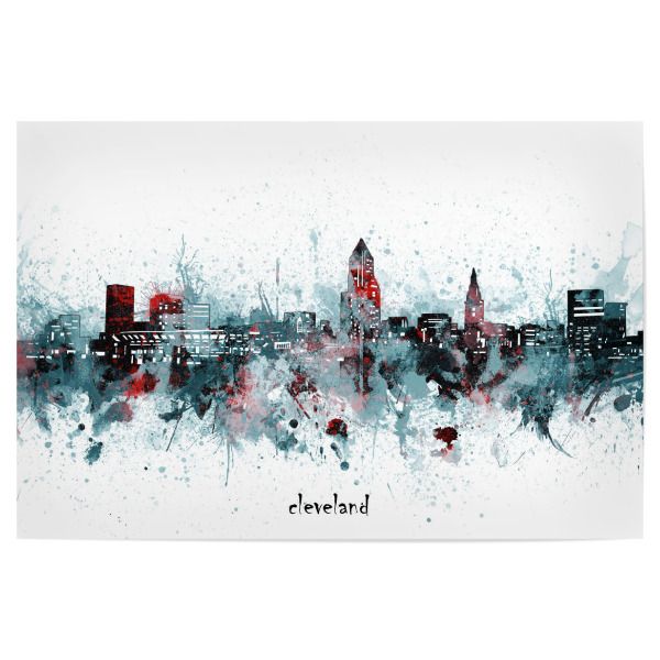 Poster 30x20 cm "Cleveland skyline artistic grey" artboxONE - Städte,Reise,Architektur