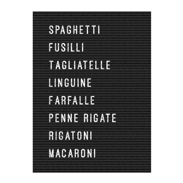 Puzzle Ravensburger "Letterboard Pasta" artboxONE - Typografie,Essen & Trinken,Schwarzweiß