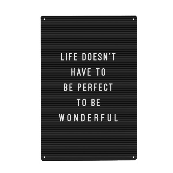 Metall Poster "Letterboard Wonderful Life" artboxONE - Typografie,Abstrakt,Schwarzweiß,Liebe