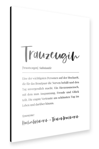 Alu-Dibond "Trauzeugin Definition Lexikon" 30x20 cm artboxONE