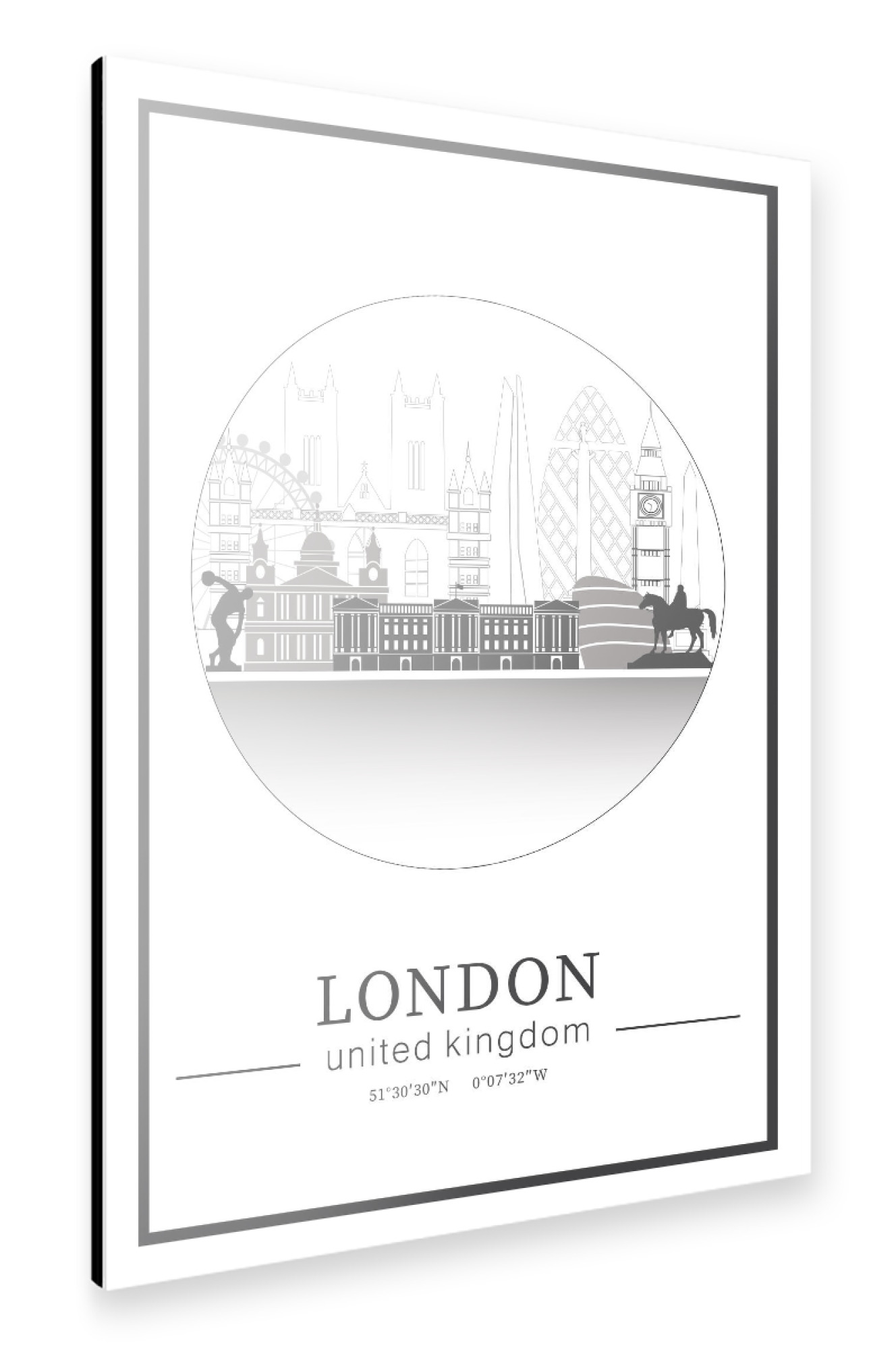 Alu-Dibond "London skyline line art circle" 75x50 cm artboxONE