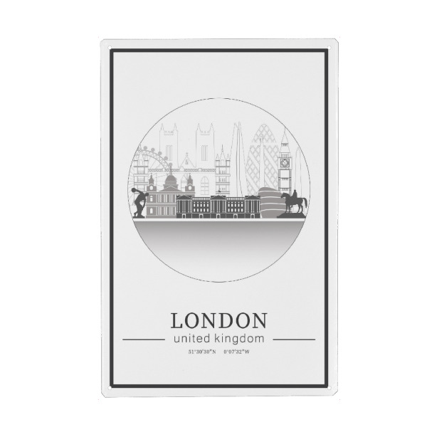 Holzbild "London skyline line art circle" artboxONE - Städte,Städte / London,Reise,Architektur,Kartografie