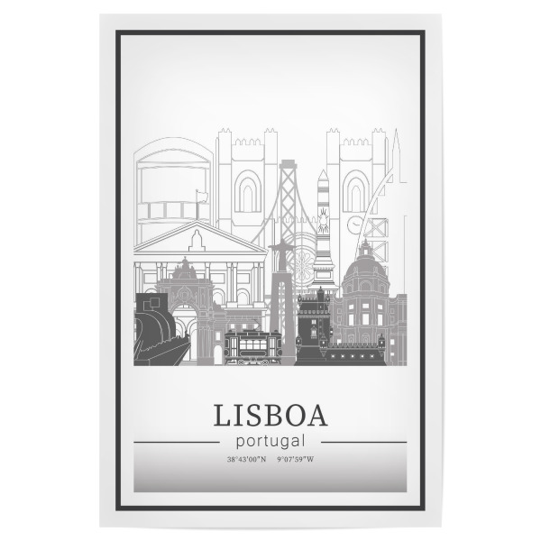 Poster 30x20 cm "Lisbon skyline line art" artboxONE - Städte,Reise,Architektur,Kartografie