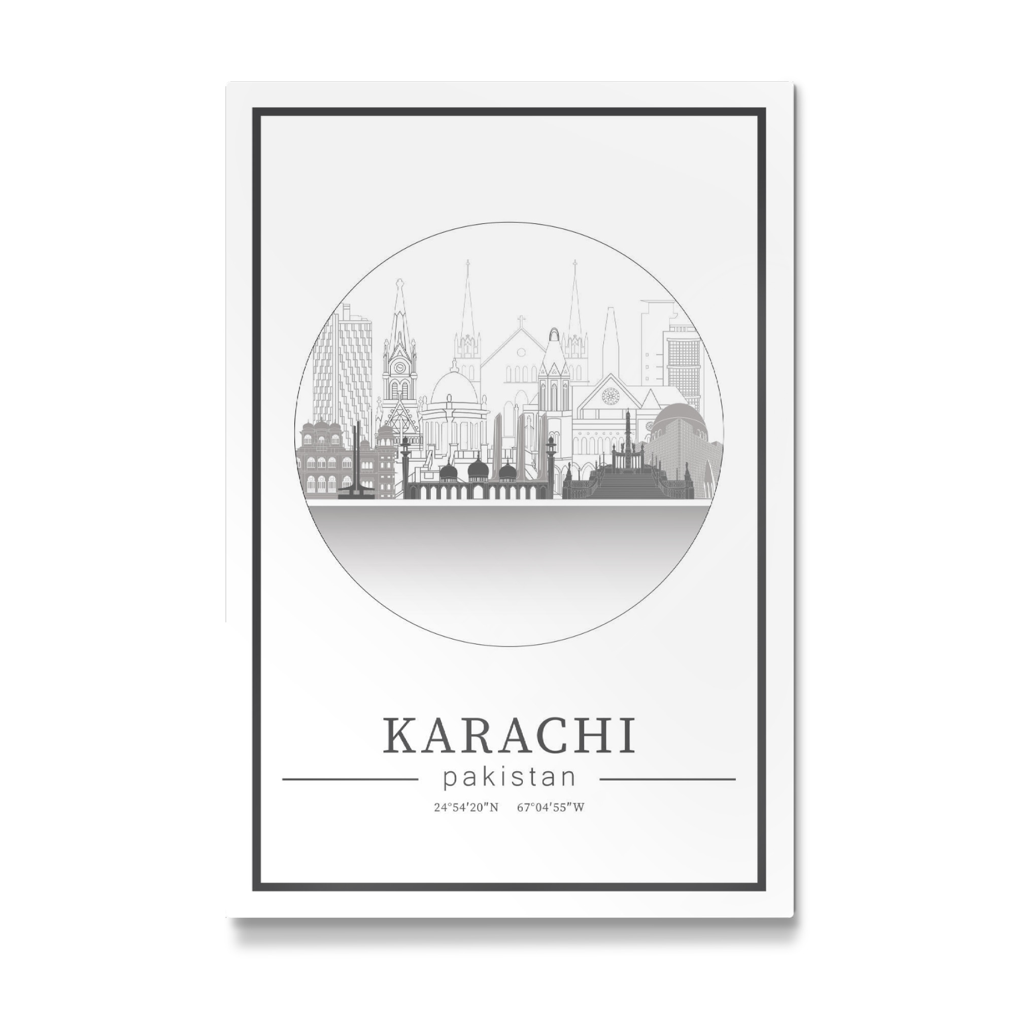 Galerie-Print "Karachi skyline line art circle" 30x20 cm artboxONE